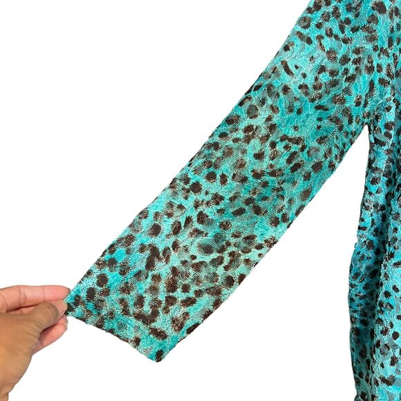 George Simonton Says Animal Print Spotted Lace Cardigan Womens Sz. 1X Leopard - Picture 6 of 10